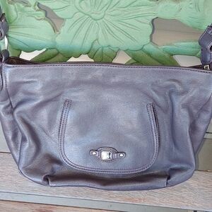 Stone Mountain Leather Metallic Gray Shoulder Bag